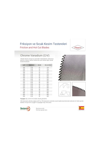 Krabbe 450x3x40mm 260 Papağan Diş Chrome Vanadium Crv Friksiyon Ve Sıcak Kesim Testere Bıçağı