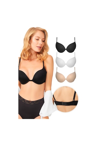 Cottonhill Lol Up Push Up Balenli Sütyen 3'lü Paket Çok Renkli