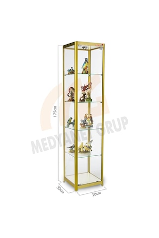 Camlı Vitrin - Camlı Dolap - Camlı Koleksiyon Vitrini 175X30X30 (528829636) Sarı