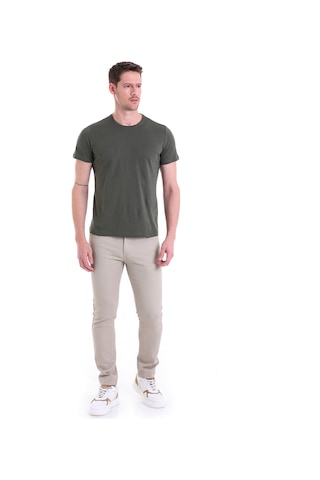Hatemoğlu Regular Fit Pamuk Bisiklet Yaka Düz Erkek Tişört Haki