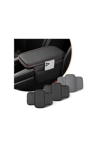 Gri Seametal Araba Kol Dayama Minderi Merkezi Konsol Kutusu Ped Koruyucu Kaymaz Yumuşak Yan Depolama Cepler Kapak Araba Aksesuarları