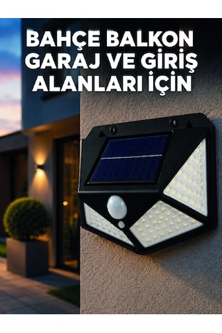 Mey İthalat Solar Led Bahçe Aydınlatma Lambası 3 Işık Modlu Sensörlü Duvar Tipi Dış Mekan Diğer