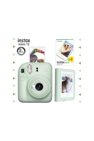 Fujifilm Instax Mini 12 Fotoğraf Makinesi + 20'li Film + Mini Albüm Seti Yeşil