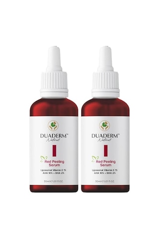 Kırmızı Peeling Serum, Aha%10 + Bha%2 + E Vitamini%1, Akne Karşıtı Ve Onarıcı, 30 Ml 2 Paketi