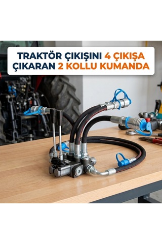 Oğuzyiğit 2 Kollu 4 Çıkışlı Traktör Hidrolik Kumanda Kolu / Valfi