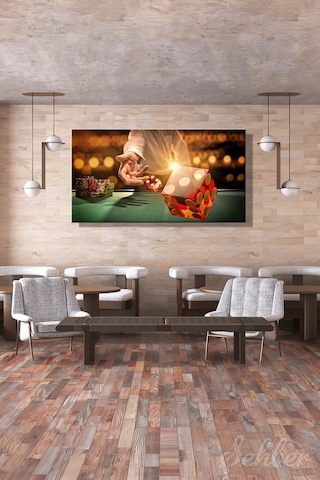 Kanvas Tablo Panoramik Yatay Tekli Ev Kafe Ofis Barbut Zar Atma Oyunu Fotoğraf 2705