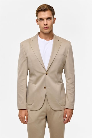 Süvari Bej Slim Düz Mono Yaka 6 Drop Takım Elbise-38720 Bej