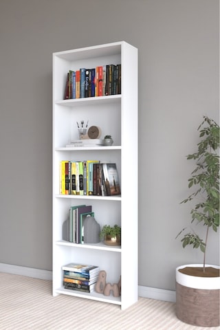 Classy 105nisa 5 Raflı Arkalıklı Kitaplık Çok Amaçlı Dolap Beyaz