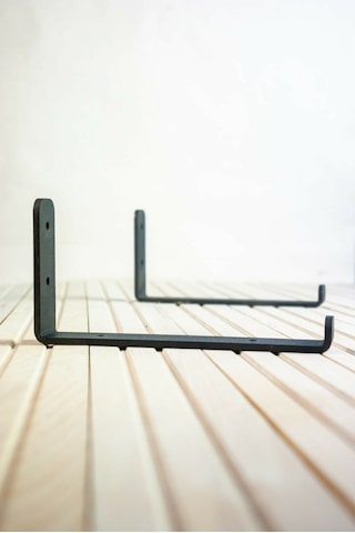 Dekoratif Metal Siyah Raf Ayağı (4'lü Set) - (4 Adet Metal Raf Ayağı + 8 Adet Vida + 8 Adet Dübel)
