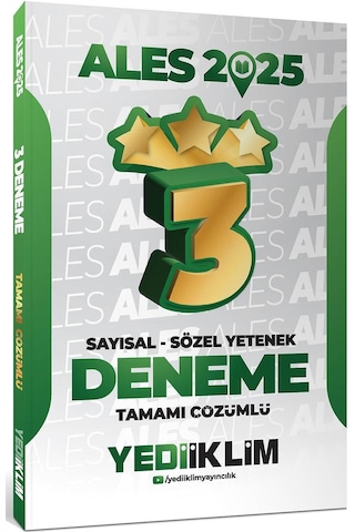 Yediiklim Yayınları 2025 Ales Sayısal Sözel Yetenek Tamamı Çözümlü 3 Yıldız Deneme