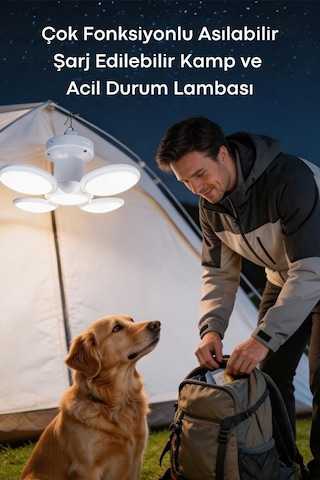 Technosmart 5 Kanatlı Katlanır Solar Ve Usb Şarjlı Asılabilir Kamp Ve Acil Durum Lambası Ip65