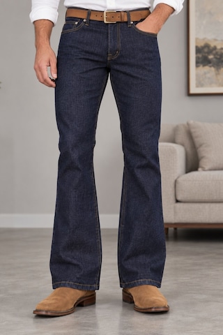 Cedy Denim Cedy Denım Premium Seri: Erkek Retro Flare Bootcut Jean - Geniş Paça Taşlanmış Denim Pantolon C370 Lacivert