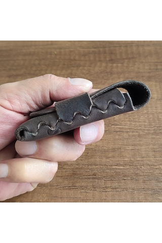 Sumerian Leather Craft Minimalist Deri Kartlık Kahverengi Anahtarlık Hediye Kahverengi