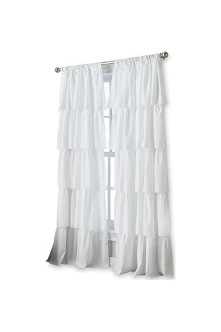 Lexroo Volants Dantelli Perde Panel, Polyester, Beyaz, 63-ınch