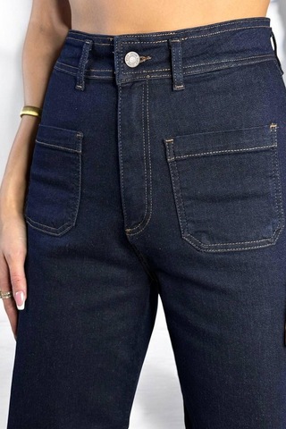 Lacarino 7865 Wıde Leg Crop Kadınjean Pantolon Rınse