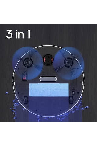 Mufunye 3'ü 1 Arada Robot Süpürge: Güçlü Emiş, Islak/kuru Temizlik, 90 Dakika Çalışma Beyaz