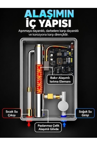 Zn-70 Elektrikli Anlık Su Isıtıcısı 7000w 220v Ipx4 Su Geçirmez Ev Kullanımı İçin