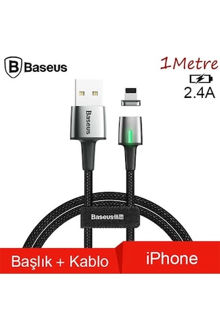 Baseus Zinc Magnetic Usb Kablo Şarj Apple iPhone Uyumlu 11-7-8-Xs-Xr Başlık 2