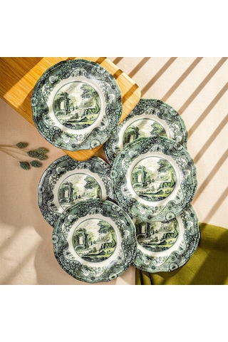 Fecra Vintage Emerald 6 Parça Pasta Tabağı Seti Yeşil