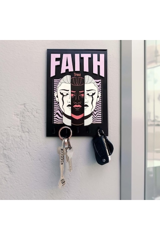 Cajuart Urban Sokak Stili Tasarım Faith İnanç Duvar Askısı Anahtarlık Dekor
