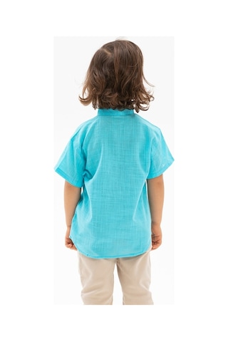 Eliş Şile Bezi Kısa Kol Şile Bezi Bodrum Erkek Çocuk Tshirt Açık Turkuaz 3075