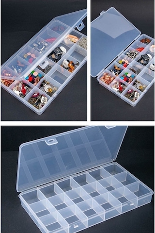 Bayev 4 Adet 18 Bölmeli Şeffaf Kolye Yüzük Takı Kutusu Organizer Düzenleyici Kutu