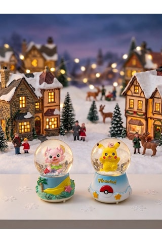 Müzikli Işıklı Püskürtmeli-12cm-8cm Pembe Ve Sarı Renk, Işıklı 9 Cm X 6 Cm Mavi Renk 3 Lü Kar Küresi ,