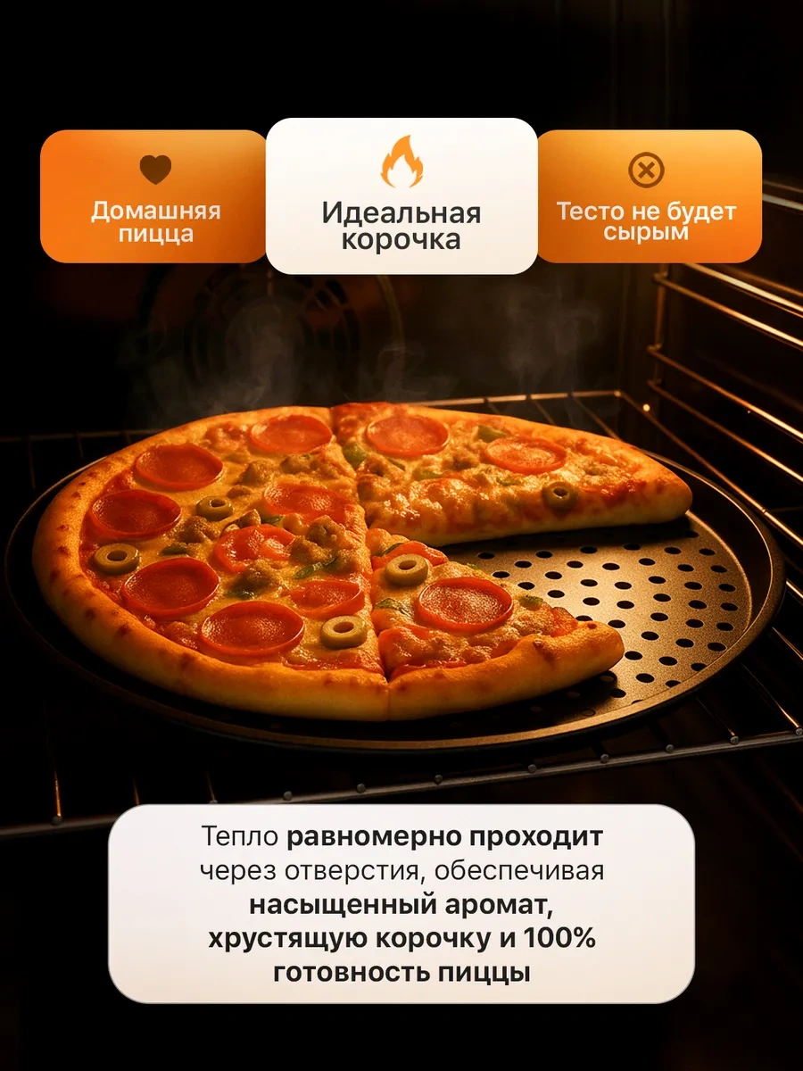 A-brand Yuvarlak Pizza Fırın Tepsisi 76942932 Siyah Mat