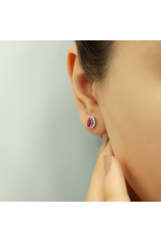 Lova Pırlantalı Damla Yakut Anturaj Küpe - 3040015