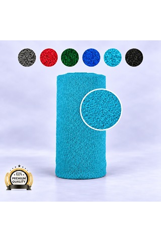 Hortumtech Kıvırcık Paspas Kir Tutucu Pvc Kapı Önü İç Dış Mekan Eko 12 Mm - Turkuaz 120 X 1000 Cm
