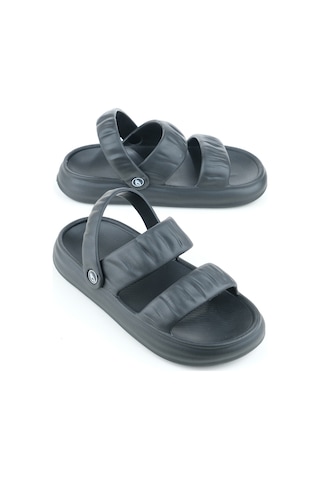 Gezer Yazlık Islak Zemine Uygun Ev Banyo Bahçe Kadın Sandalet Terlik Siyah