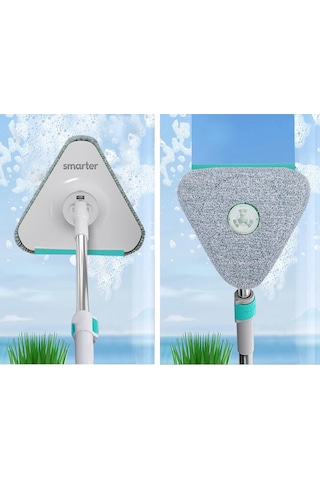 Smarter Aqua Master Üçgen Aparat + Mop Camlar ve Zorlu Köşeler için Temizlik Paspas