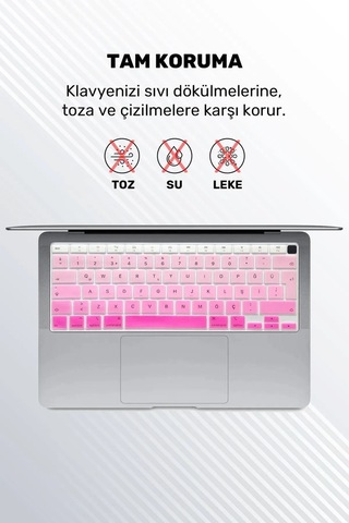 Apple Uyumlu MacBook Air 2020 13 Inc M1 A2337 / A2179 Türkçe Q Klavye Slim Türkçe Klavye Koruyucu Kılıf