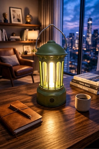 Glr L800sr Retro Tasarım Şarjlı Kamp Lambası - 200 Lümen Vintage Fener, 3 Modlu Led Işık Yeşil