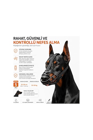 Valkyrie Köpek Ağızlığı No:5 Xl Nefes Alabilir Ayarlanabilir Plastik Ağızlık Büyük Irk 33-50 Kg Siyah