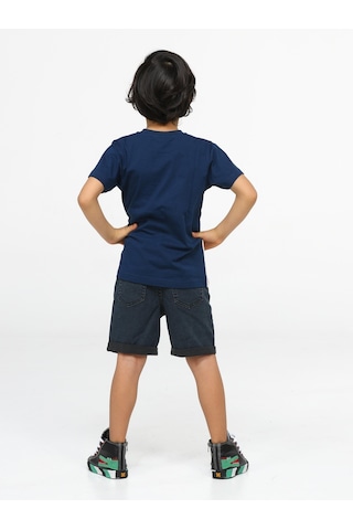 Casabony Rocket Denim Şort - T-shirt Takım - Gri - Siyah