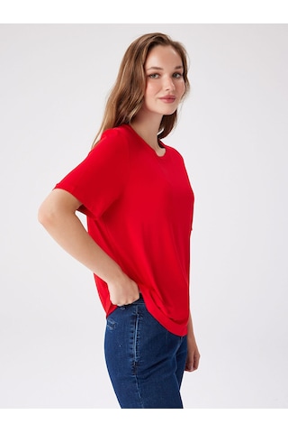 Faik Sönmez Yuvarlak Yaka Kısa Kol T-shirt W27tsh002 Bw27tsh00241 Kırmızı