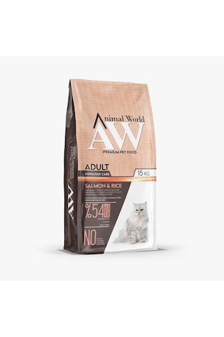 Animal World Kısırlaştırılmış Somonlu Yetişkin Kedi Maması 15 KG