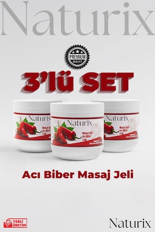 Naturix Paprika & Chili Biber Balsamı Masaj Jeli 3'lü Eko Paket - 500 Ml
