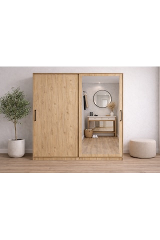 Vigor Tamamı Mdf Sürgülü Portmanto Vestiyer Ayakkabılık Çam 140 Cm