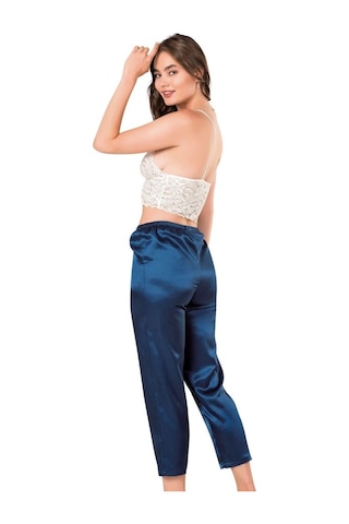 İPEK ÖZMEL Kadın  Saten Petrol Mavisi  Pijama Takım Petrol Mavi
