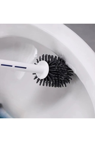 Kullanıma Uygun Deterjan Hazneli Silikon Tuvalet Fırçası 000 Açık Krem