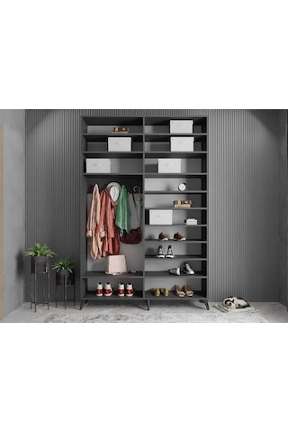 Panama Sürgülü Yüklüklü Portmanto Vestiyer Ayakkabılık F 140 Cm