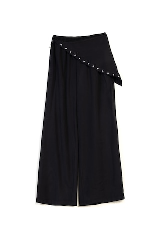 Fularlı Dökümlü Pantolon Siyah