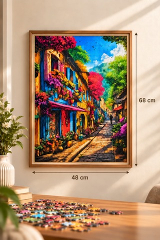 1000 Parça Renkli Evler Puzzle 48 X 68 Cm Yüksek Baskı Kaliteli Eğlenceli Ve Eğitici Puzzle