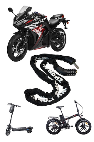 Motosiklet/elektrikli Scooter/bisiklet Uyumlu Şifreli Zincir Kilidi 1.2 Mt 120cm Zincir