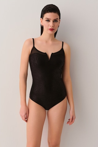 Suwen Sirius Tül Detaylı Mayo Sb25760012012 Siyah