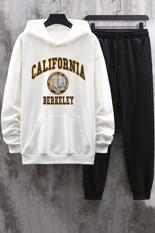 Uyguntarz Unisex California Baskılı Eşofman Takımı Beyaz