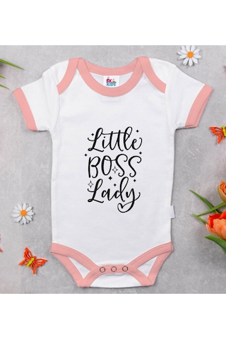 Bk Gift Bk Kids Little Boss Lady Tasarımlı Pembe Bebek Body Zıbın-1 Çok Renkli