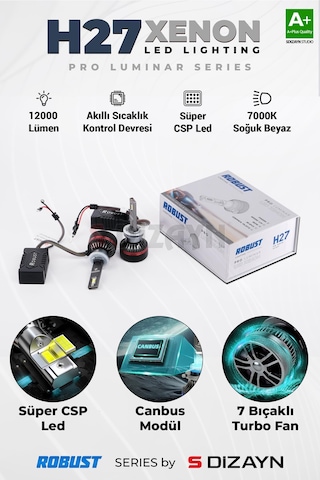 S-dizayn Pro Luminar H27 Led Xenon / 60w / 12000lm / 7000k A+ Kalite
